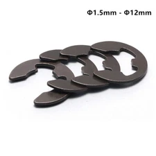 Black Steel External E Retaining Washers for Shafts E Rings Φ1.5mm - Φ12mm