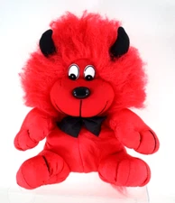 Vintage Stuffed Toy O Rama Red Devil 9” 1990 Parachute Material Animal Bow Tie