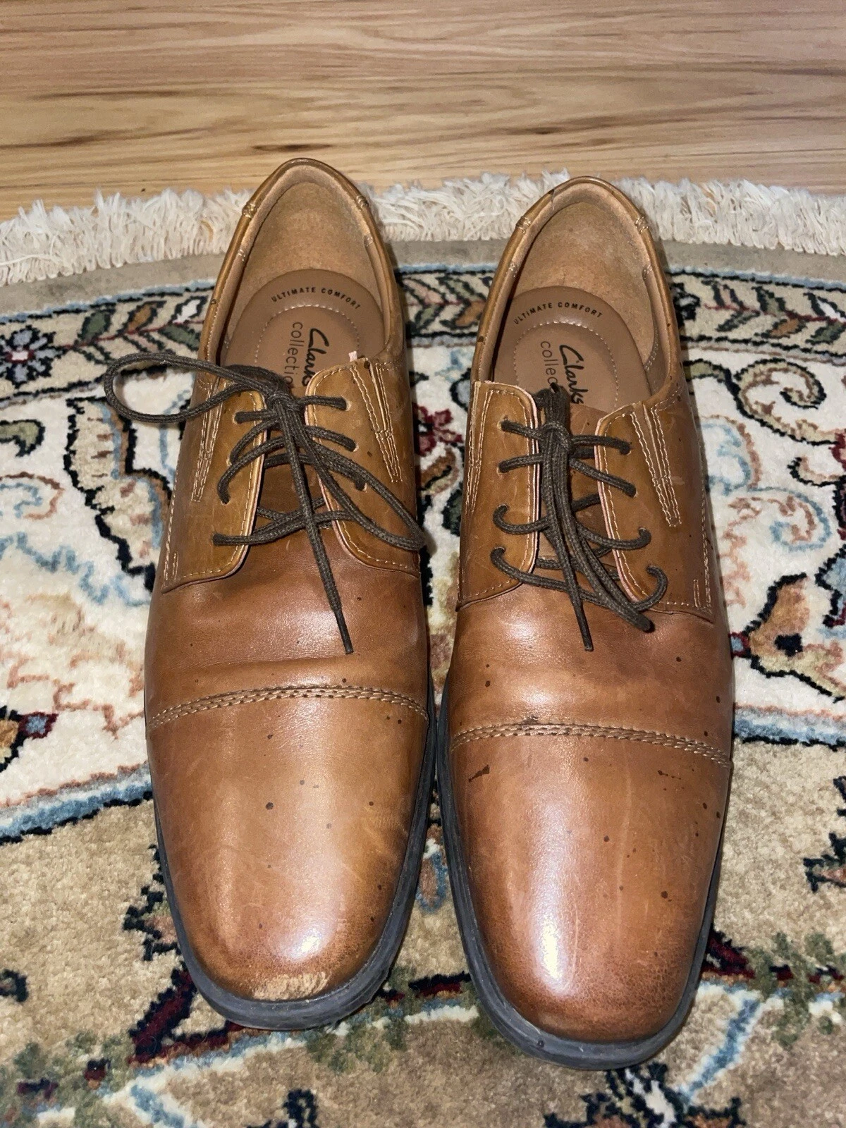 CLARKS Scarpa elegante uomo Clark’s Collection in pelle taglia 10 5 marrone chiaro piccolo graffio