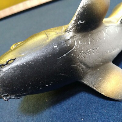 Japanese Metal Art Twin Koi Fish Statue Black&Gold Carp Garden Art