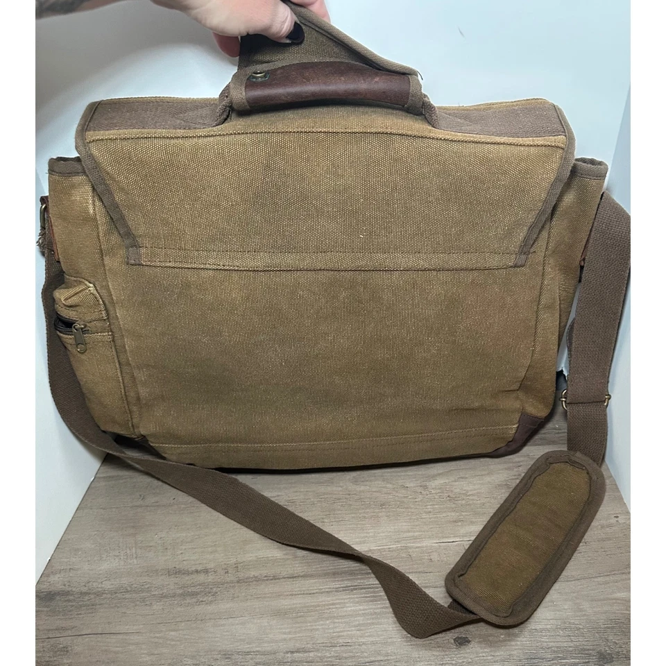 Bolso Mensajero de Cuero de Lona Rothco para Hombres Bolso Bandolera para Laptop Foto 2 de 4
