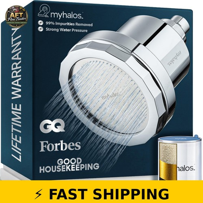#ad MyHalos Filtered Shower Head High Pressure Hard Water Filter Chrome $131.99
