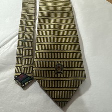 Vintage 90s Tommy Hilfiger 57” Gold Patterned 100% Silk Tie. Made In USA.