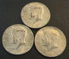 Lot of 3 Kennedy Half Dollars, 40% Silver, 1966, 1967, 1968d