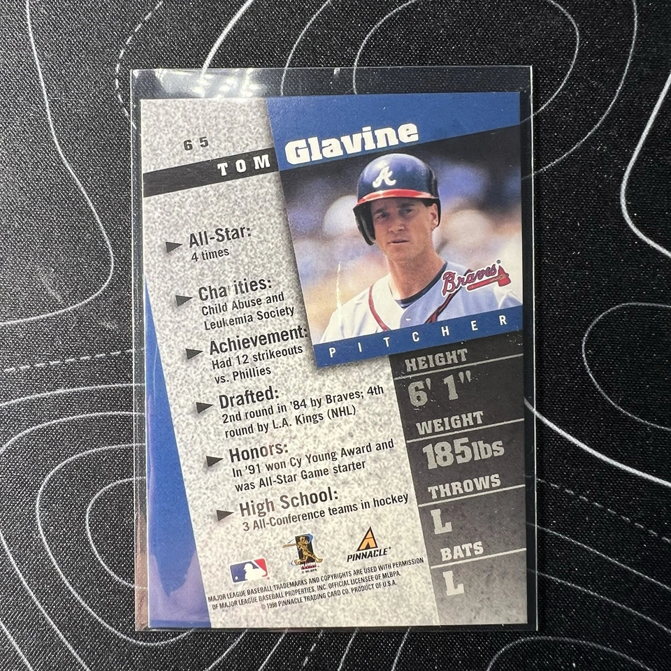 Tom Glavine 1997 Edición Diamante + Lote Edición Club Pinnacle Atlanta Braves Salón de la fama Foto 4 de 4