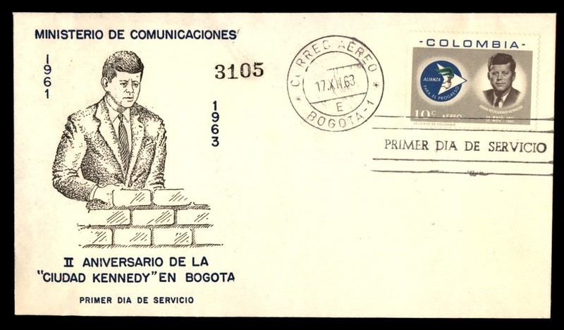 Mayfairstamps Colombia FDC 1963 John F Kennedy Alliance First Day Cover cca_0628