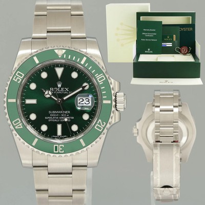 2013 STICKERS PAPERS Rolex Submariner Hulk Green Dial Ceramic 116610LV Steel