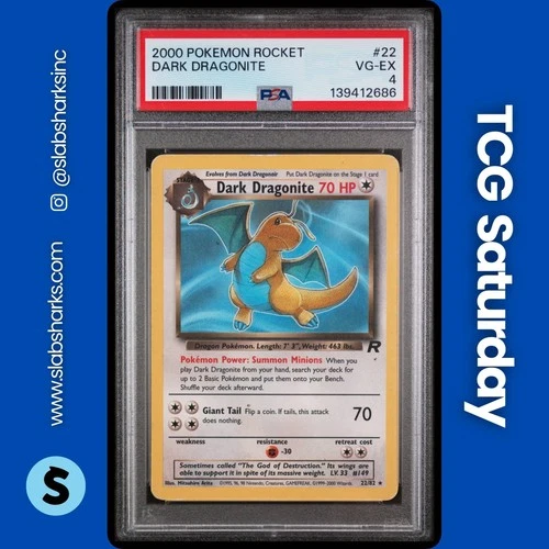 2000 POKEMON TEAM ROCKET #22/82 DARK DRAGONITE NON HOLO RARE PSA 4