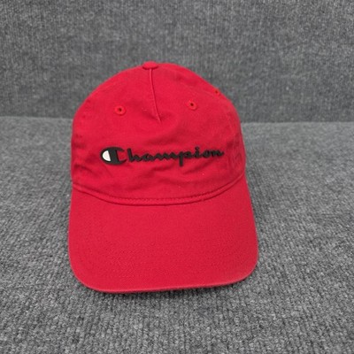 Champion Hat Cap Strap Back Adjustable Red Twill Gym Hike Pickleball Golf Mens