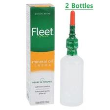 Fleet Enema Mineral Oil 100% Adult Constipation Fast Relief 4.5 oz. 2 Bottles