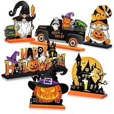 6 Pieces Halloween Wooden Table Centerpieces Decoration