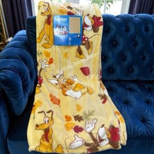 Disney Mickey Mouse And Friends Fall Harvest Plush Throw Blanket 50x70 New
