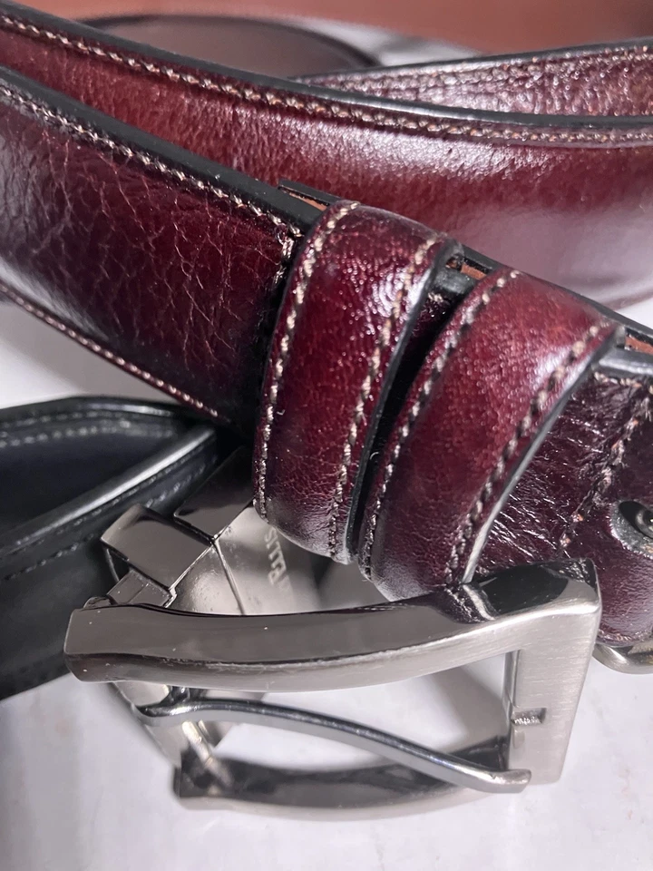 2 Cinturón Portafolio Perry Ellis Para Hombre y Cuero Negro/Marrón Reversible Talla 42/105 Foto 2 de 4