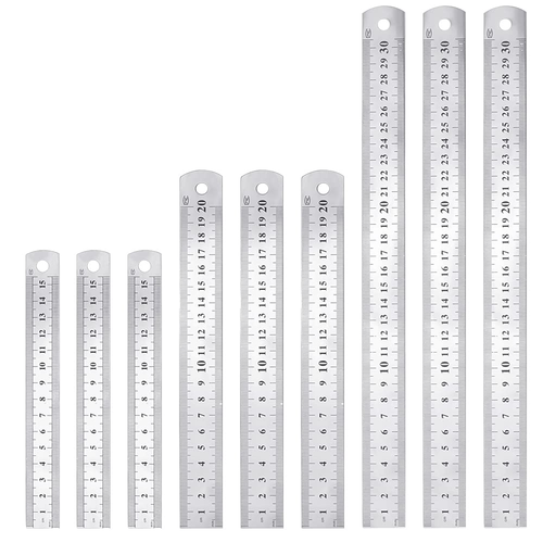 Stainless Steel Ruler Set Metal Rulers 9 Pcs with 6/8/12Inch Precision ...