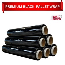PREMIUM BLACK INDUSTRIAL PALLET WRAP – STRONG CLING FILM ROLLS