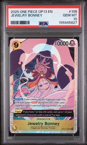2025 ONE PIECE OP13-CARRYING ON HIS WILL #108 JEWELRY BONNEY PSA 10