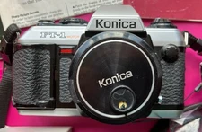 Konica Ft-1 Motor Camera w/Accessories-Lens-Film-Battery Pack Needs Work #579