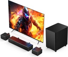5.1 Sound Bar with Dolby Atmos, with Wireless Subwoofer and 2 Surround Speakers,