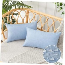 UGASA Outdoor Throw Pillow Covers Pack of 2 20" x 12" Pack of 2 Light Blue