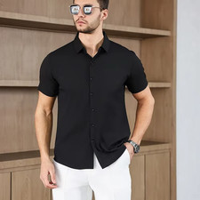 Men's Business Casual Solid Color Short Sleeved Shirt