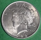1922 P Peace Dollar Silver in AU ++ Condition US Coins $1 plus *Free Shipping*