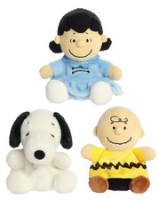 Aurora Peanuts Palm Pal Plush Bundle, Charlie Brown, Lucy and Snoopy