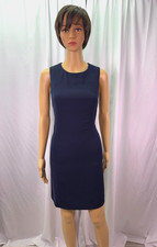 Charter Club Petite 8P Navy Sheath Dress Sleeveless Lined Career Classic