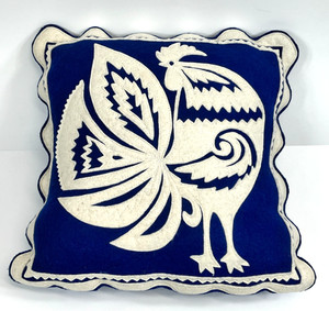 Czech Slovakia Folk Art Rooster Pillow Cushion Handmade Vintage Felt 11"