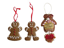 Lot 3x Christmas Gingerbread House Ornaments 6" Grandma Grandpa Man Woman