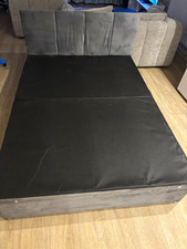 Black Double Upholstered Leather Storage Bed Base with 2 Drawers, 60cm Headboard