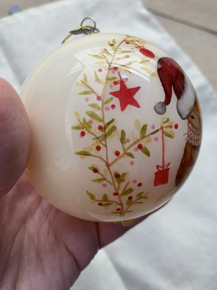 Pier 1 Li Bien Hand Blown Glass Ornament Mouse Santa Hat Old World 2018 - Image 2 of 4