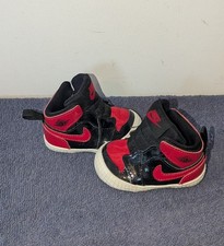 Nike Air Jordan 1 Crib Bootie Patent Bred AT3745-063 Infant Baby Size 2C Black