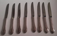 1847 Rogers Bros IS Remembrance Silverplate 8 Knives Hollow Handle Floral