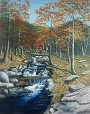 Vintage Original Oil Painting Plien Air Landscape Forest Trees Signed 1970