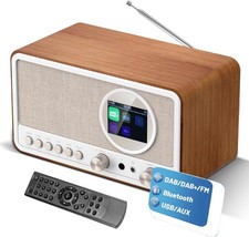 White DAB DAB+ FM Digital Radio Bluetooth Alarm Clock Retro Speaker Remote