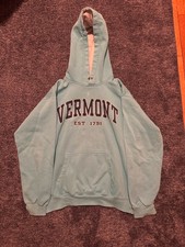 Vintage Vermont Est. 1791 Hoodie Light Blue Pullover Sweatshirt - Size Small