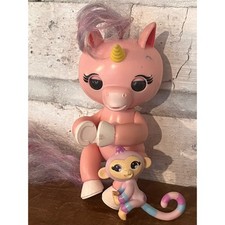 WowWee Fingerlings 5" Pink Unicorn Gemme Mini Fingerling Purple Monkey