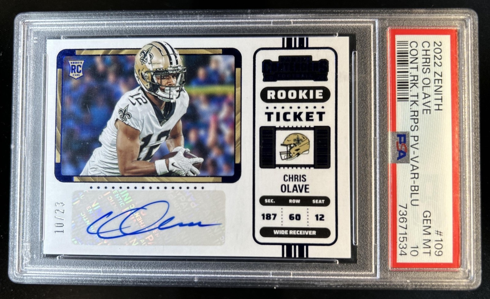 Chris Olave Panini Zenith #109 Autograph