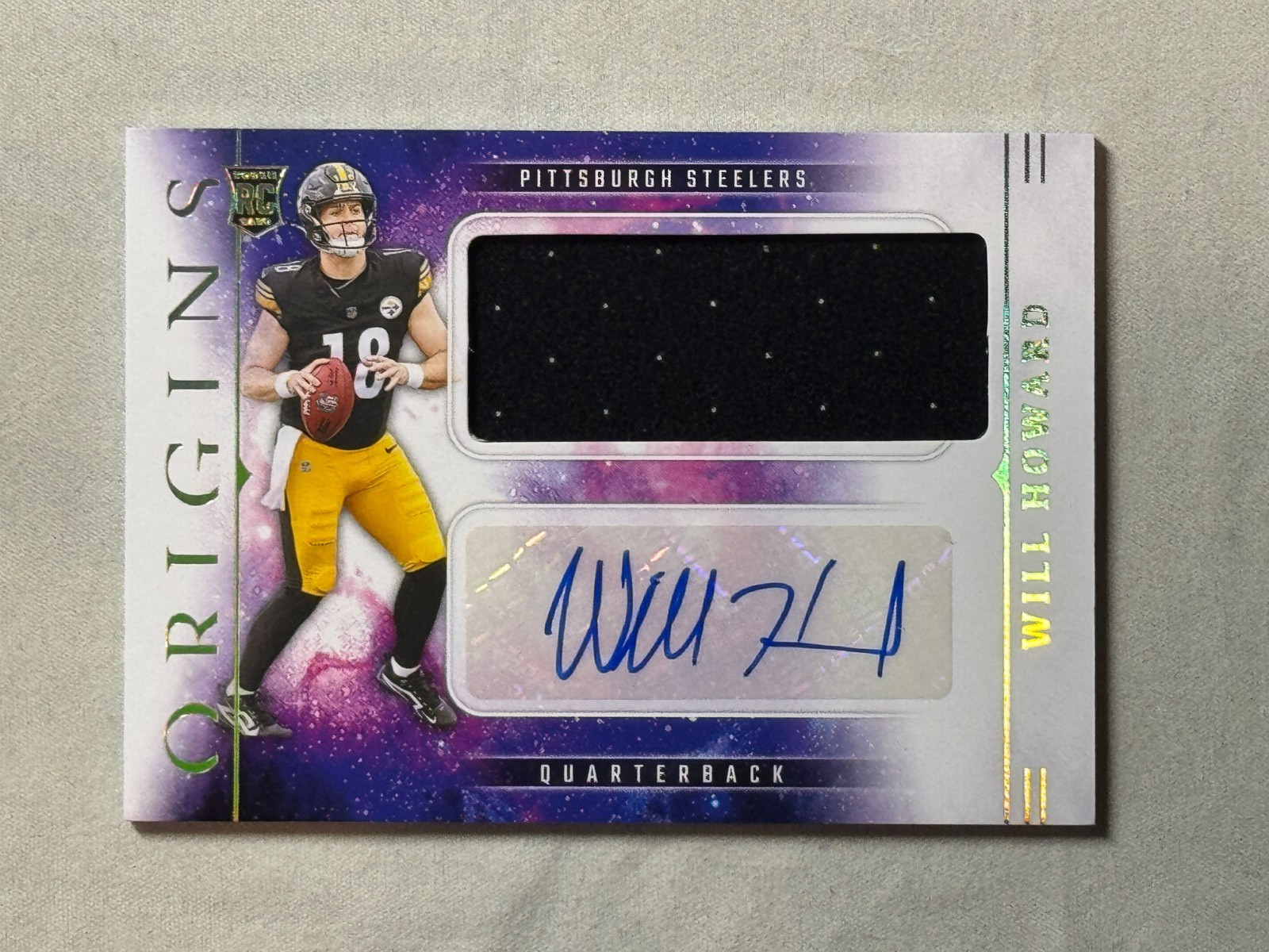 2025 Panini Origins Will Howard Rookie Patch Auto RPA RC #RJJ-WHD Steelers (A)