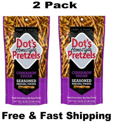 Dot's Homestyle Pretzels Cinnamon Sugar Seasoned Pretzel Twists, 16 oz, 2Pk