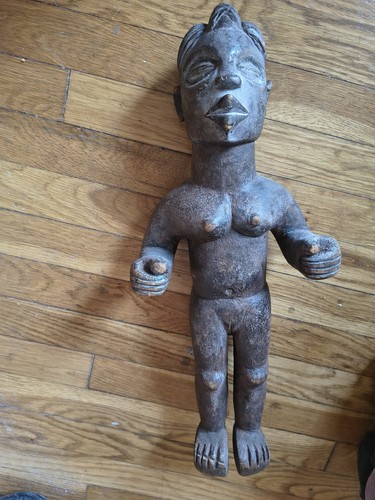 FINE OLD CONGO CARVED STATUE SCULPTURE POWER FIGURE WOOD 20"