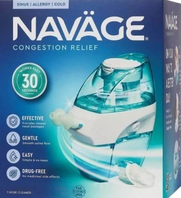 NAVAGE- Saline Nasal Irrigation Kit- FACTORY SEALED- 30 FREE Salt Pods- UNOPENED