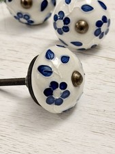1  White Blue Floral Ceramic Cabinet Knobs Gl...