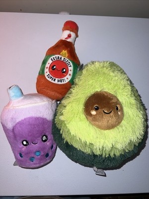 Squishables Lot Of 3 Avocado Used Boba Tea And Hot Sauce New