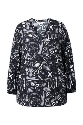 Angel of Style Damen große Größen Bluse A Linie Alloverdruck Langarm 846253
