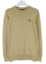 Lyle & Scott Pullover Herren M Wollmischung Pullover Beige Rundhals Logo