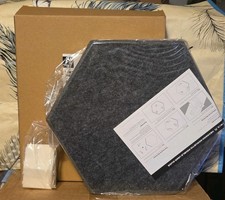 ATRIX Hexagon Felt Acoustic Panels Gray Set of 6 for Wall Installation NEW