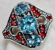2CT Aquamarine 925 Sterling Silver Filigree Ring Sz 6,7,8 PA2