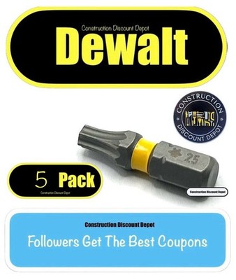 5 Pack T25 Torx Dewalt Maxfit Ultra Bit IMPACT READY 1'' T-25 Drill Bits