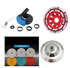 5" Dust Shroud Grinding & Polishing Kit – Diamond Cup Wheel 3-Step Pads + Backer